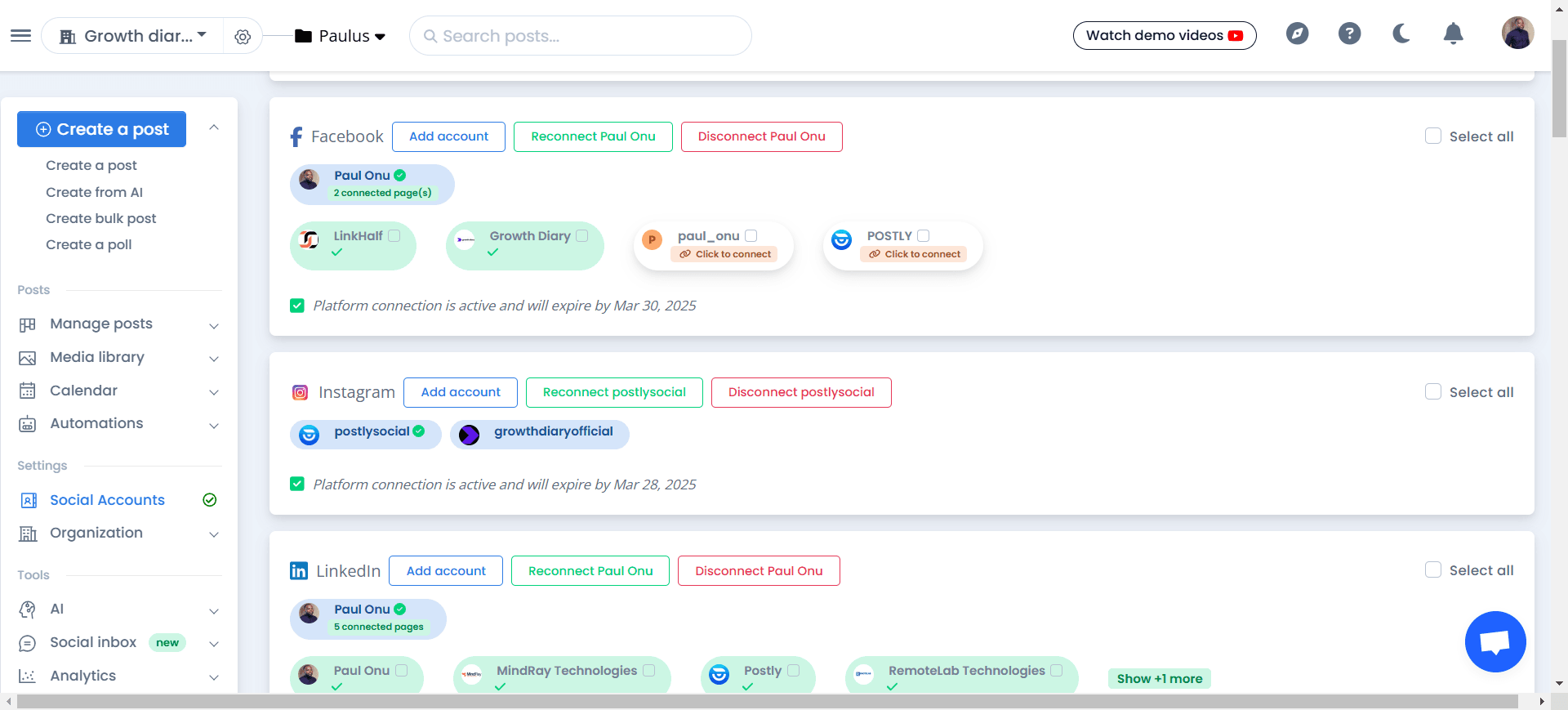 Social Accounts Connection