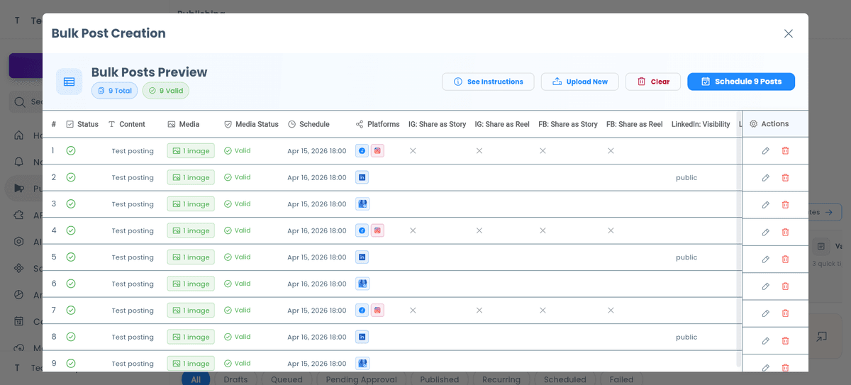 Bulk Social Media Posting | CSV & Google Sheets Scheduler