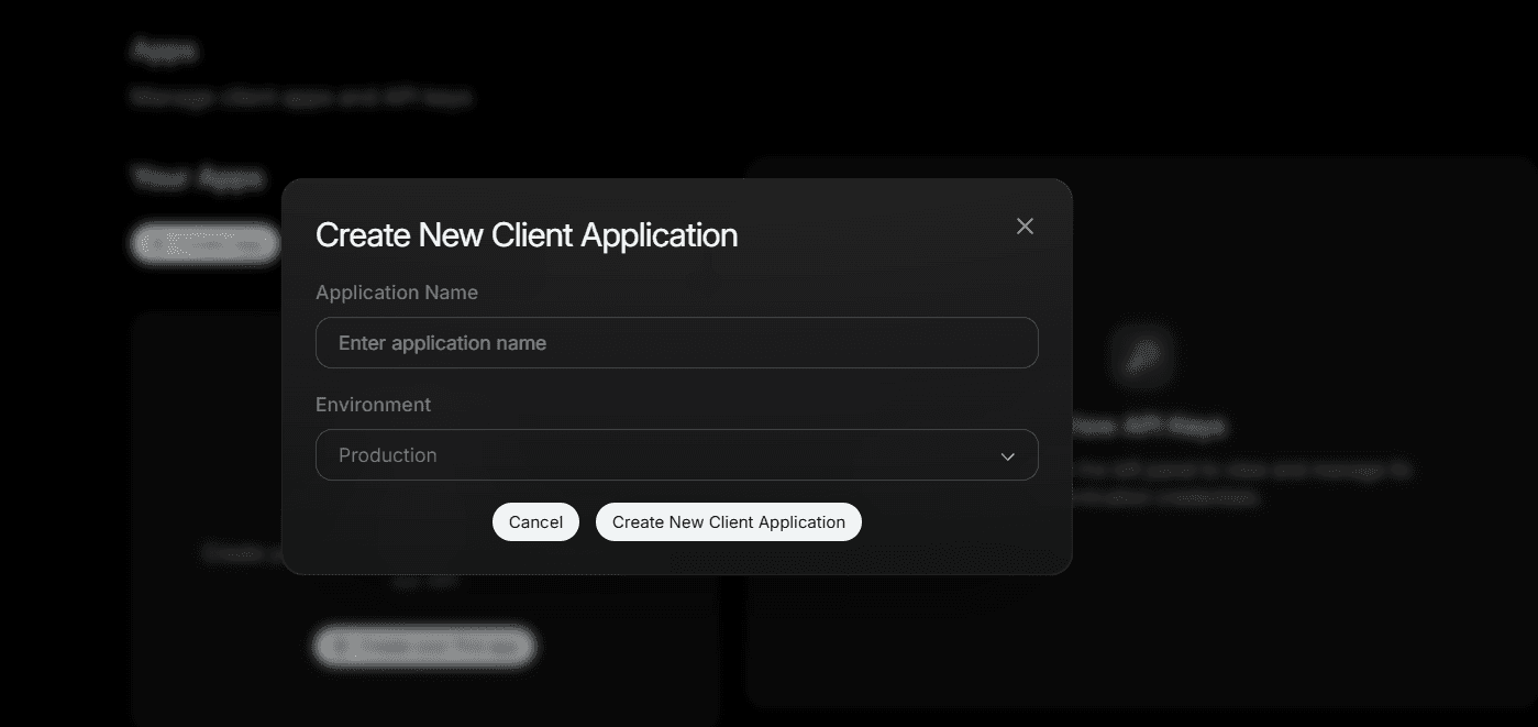 Create a new X app screenshot