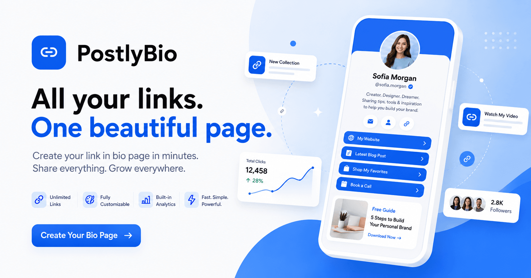 Postly Bio link in bio page preview