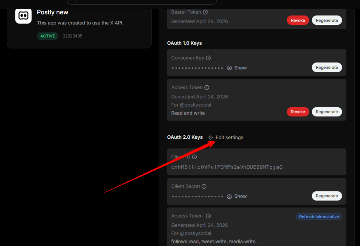 Update existing authentication settings